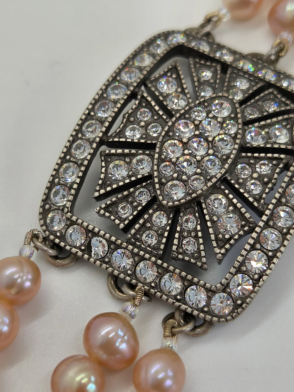 Blush Pearl and Crystal Statement Bracelet